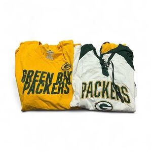 Lot of 2 Green Bay Packers Long Sleeve Tees Women Size Large & XL Football NFL